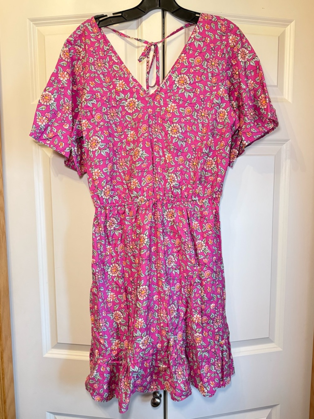 LOFT Pink Floral Sundress with Tie Back